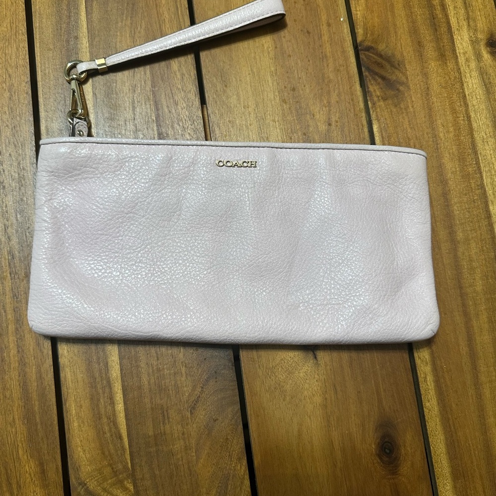 Coach Large Light Pink Leather Wristlet